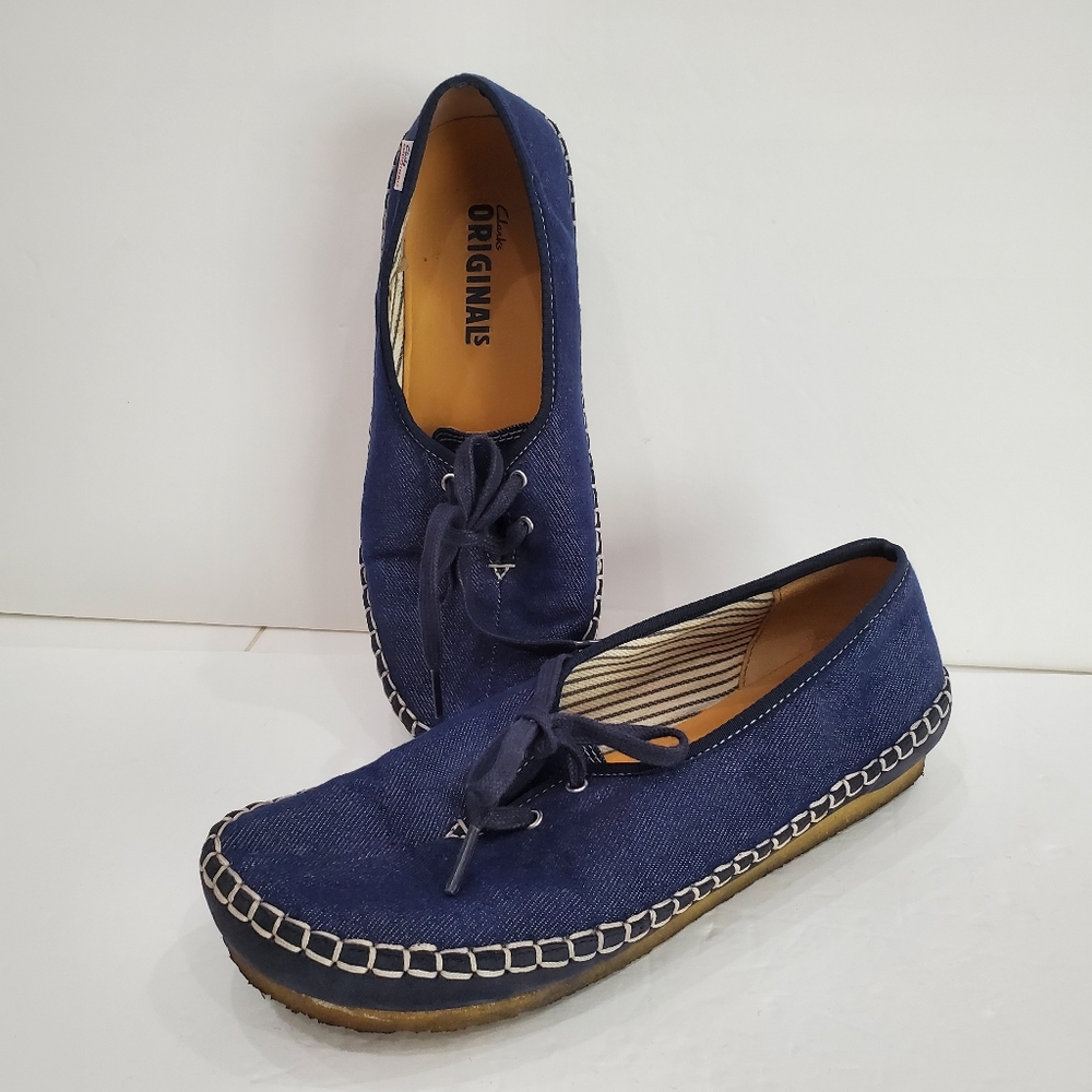 Clarks Originals Denim Shoes  Sz 9.5 Crepe Sole Casual Oxford